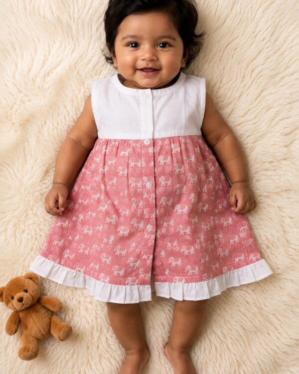 Infant frock with elephant print