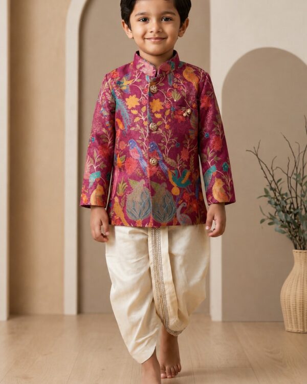 Boys red sharvani set