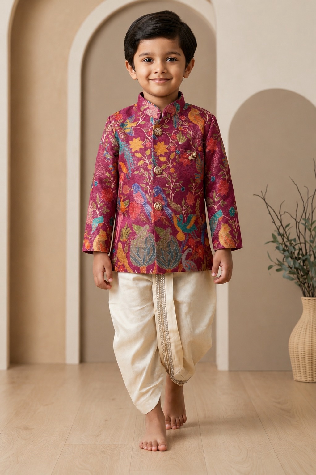 Boys red sharvani set