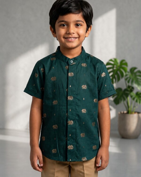 Boys green ethnic shirt