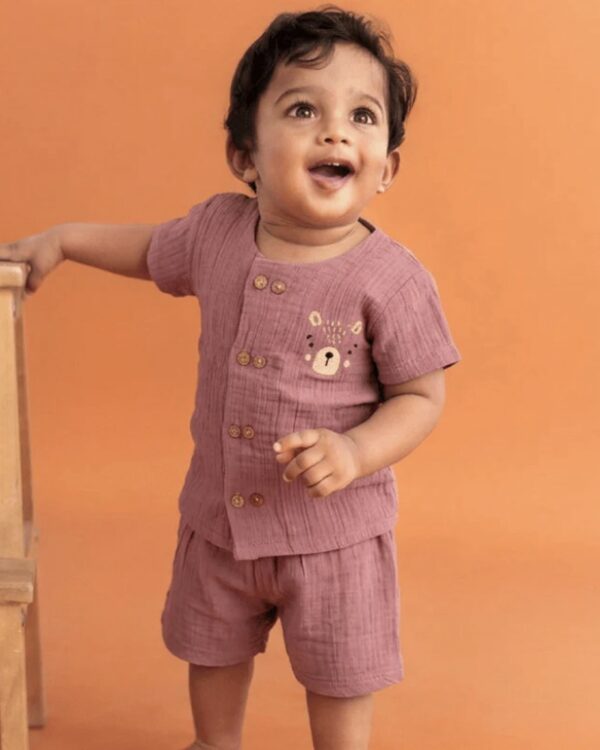 Crinkled muslin boys set