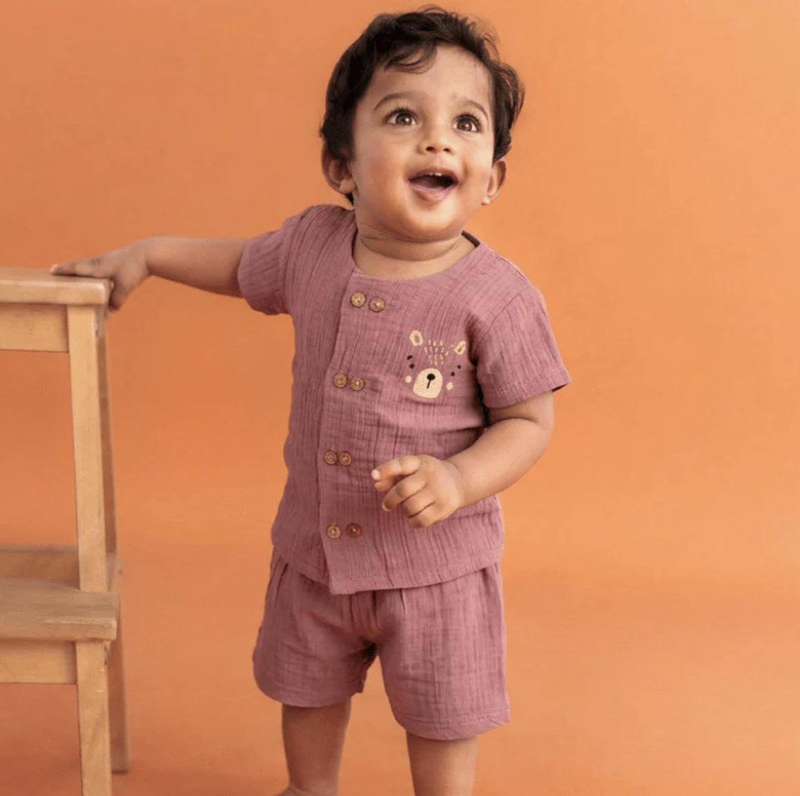 Crinkled muslin boys set